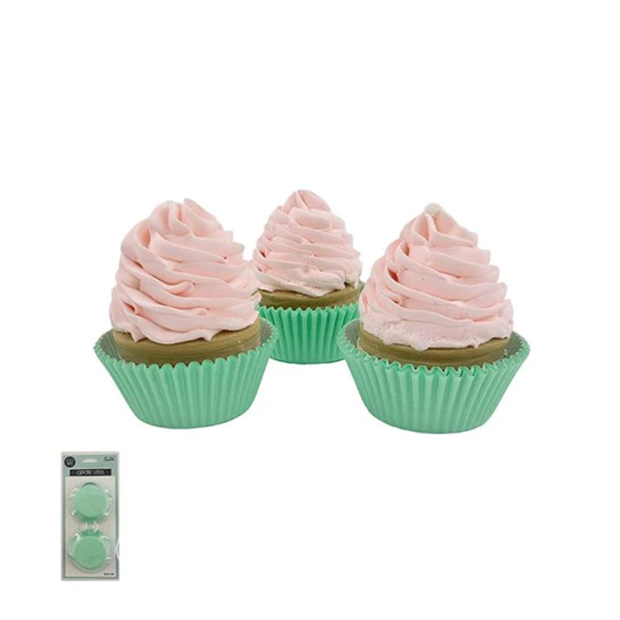 100 MINT PAPER CUPCAKE LINERS-TOP: 7.5CM BOTTOM: 5CM H: 3CM