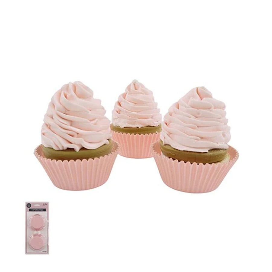 100 PINK PAPER CUPCAKE LINERS-TOP: 7.5CM BOTTOM: 5CM H: 3CM