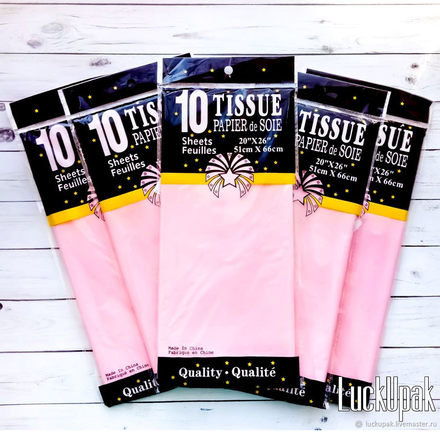 10PCE TISSUE PAPER 50.8X66CM PINK