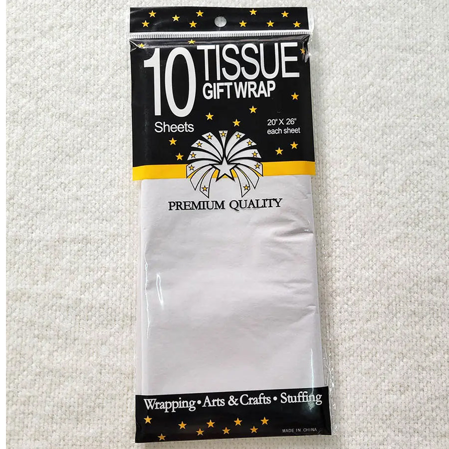 10PCE TISSUE PAPER 50.8X66CM SILVER