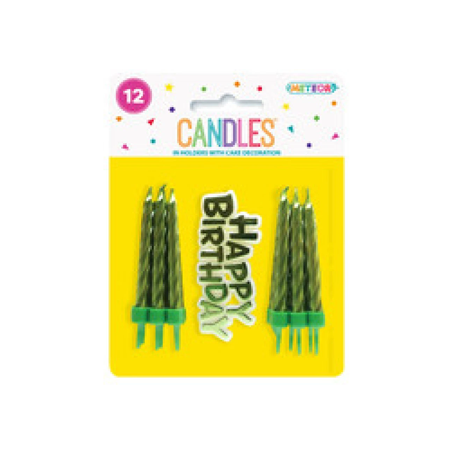 12 CANDLES W/CAKE DECO - LIME