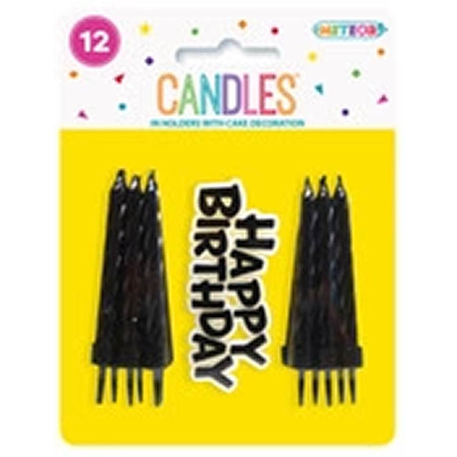 12 CANDLES W/CAKE DECO - BLACK