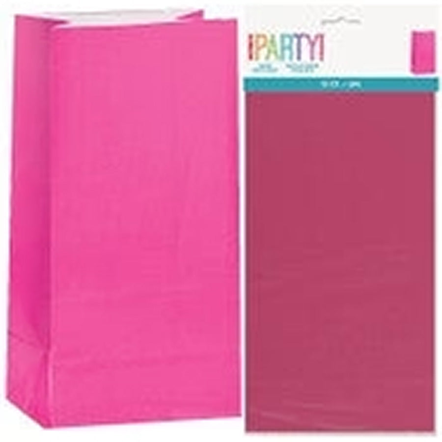 12 PAPER BAGS - HOT PINK