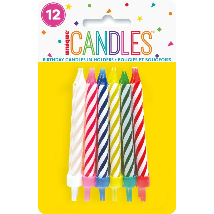 12 Spiral Candles in Holders