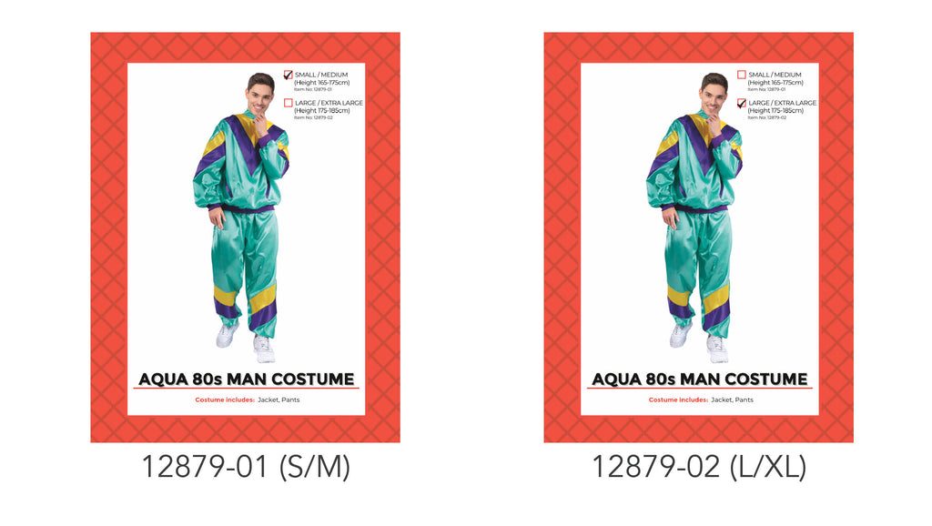 Adults 80s Mens Track Suit Costume (Aqua) L/XL