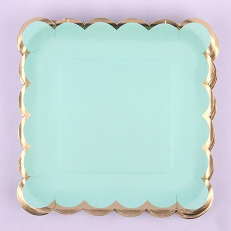 12PK 19CM LUXE MINT SQUARE PAPER PLATES