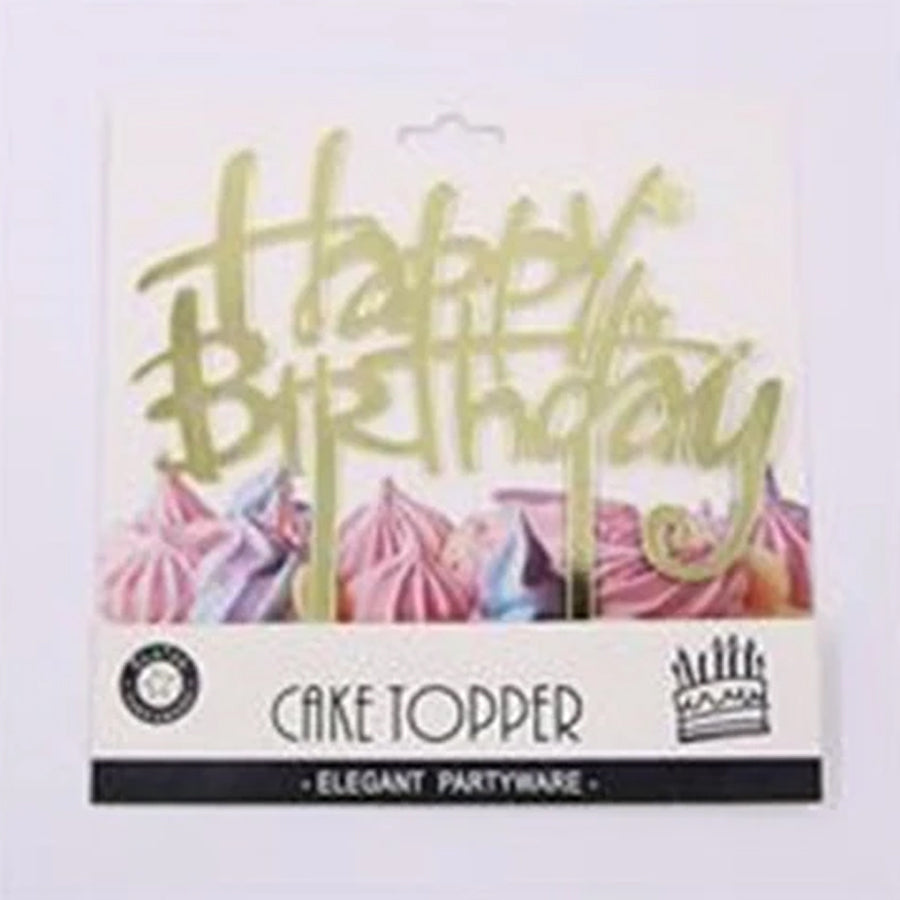 16X16CM CHAMPAGNE HAPPY BIRTHDAY ACRYLIC CAKE TOPPER