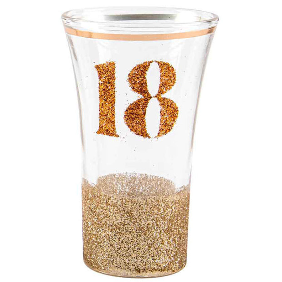 18 GLITTERATI SHOT GLASS PINK 9CM