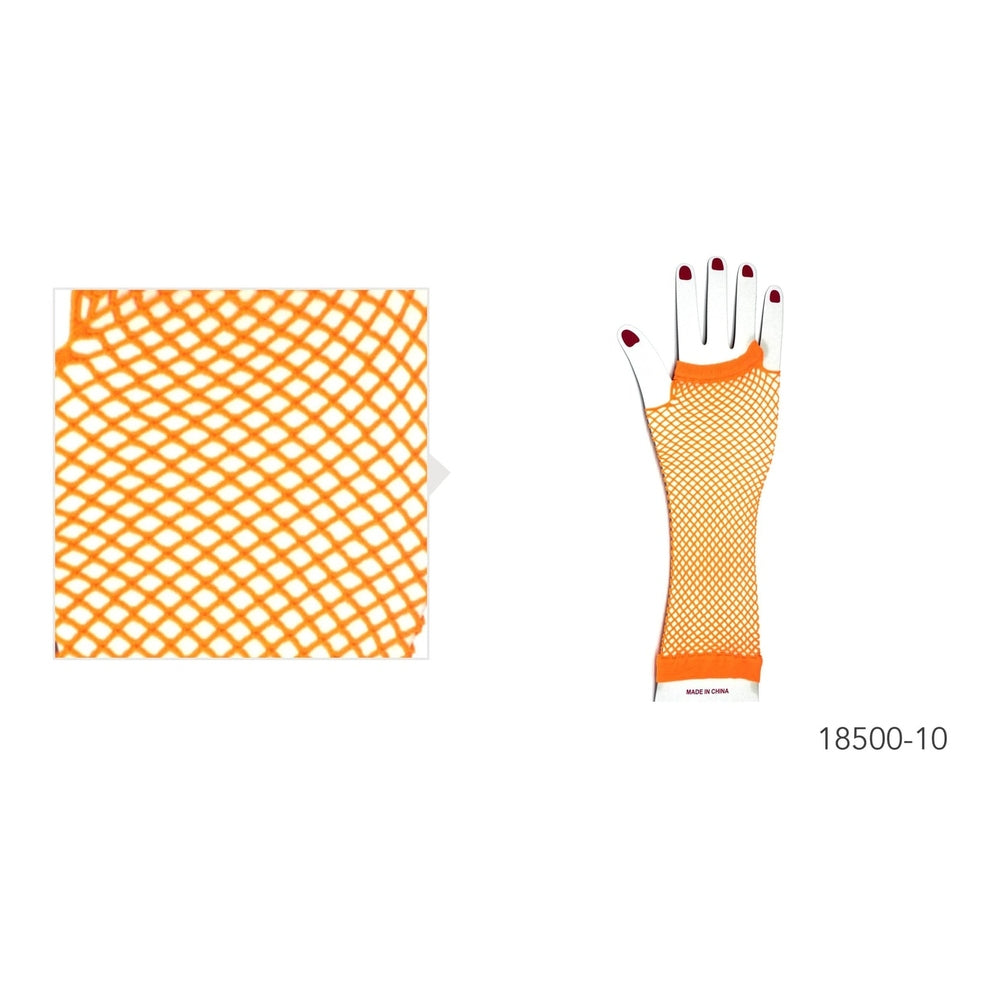 Fishnet Glove (Long) (Orange)