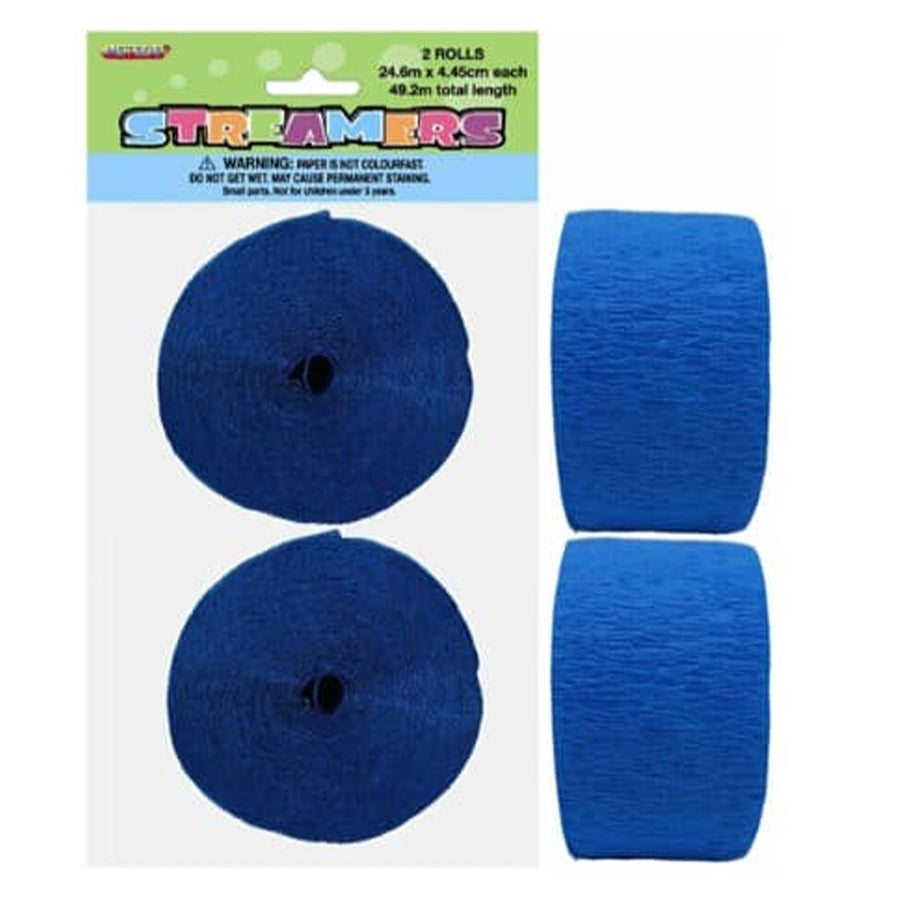 2 CREPE STREAMERS - ROYAL BLUE