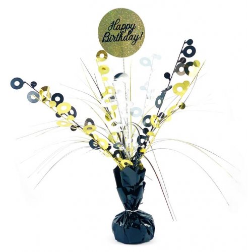 CENTREPIECE BLACK/GOLD HBDAY