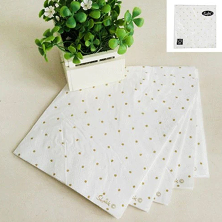 20PK 25X25CM GOLD DOTTY NAPKIN