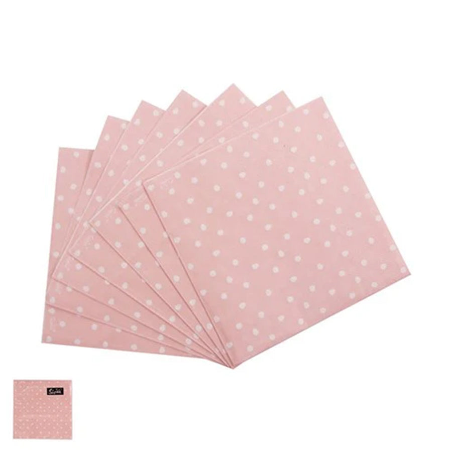 20PK 33X33CM PINK DOTTY NAPKIN