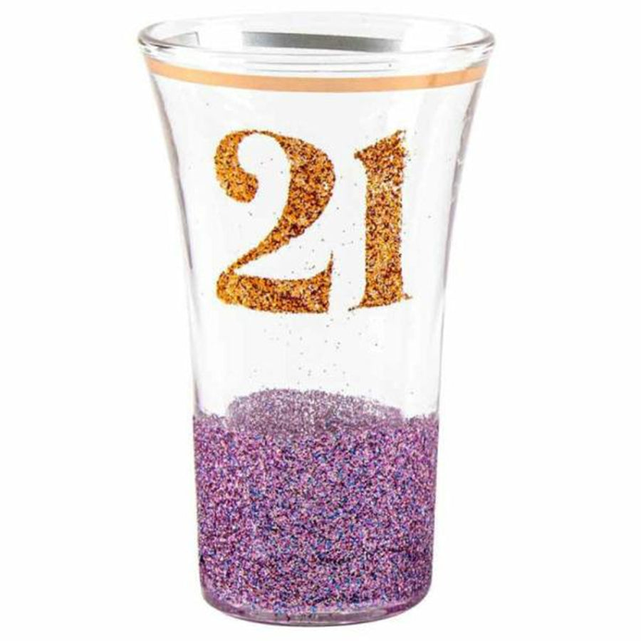 21 GLITTERATI SHOT GLASS PURPLE 9CM