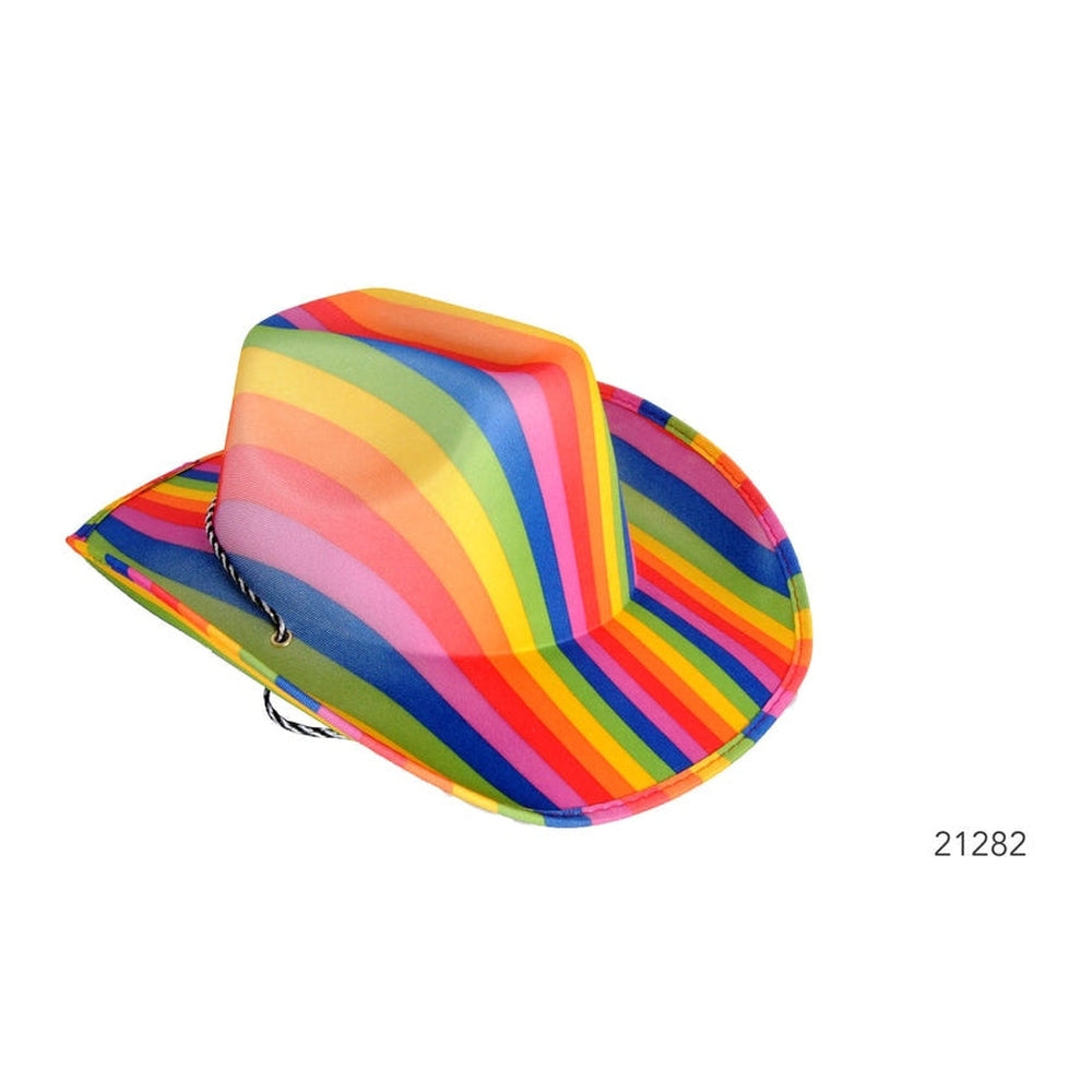 Rainbow Stripe Cowboy Hat (Red Rim)