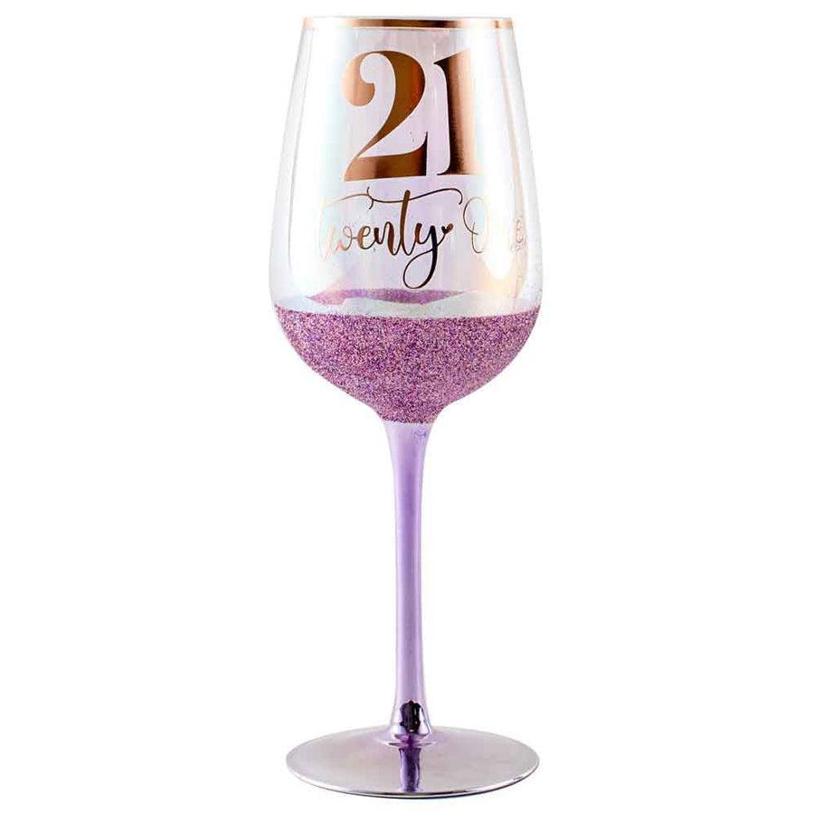 21 GLITTERATI WINE GLASS PURPLE 430ML