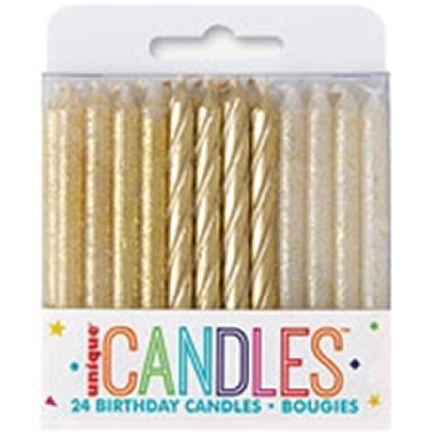 24 SPIRAL CANDLES - GLIT&amp;GOLD