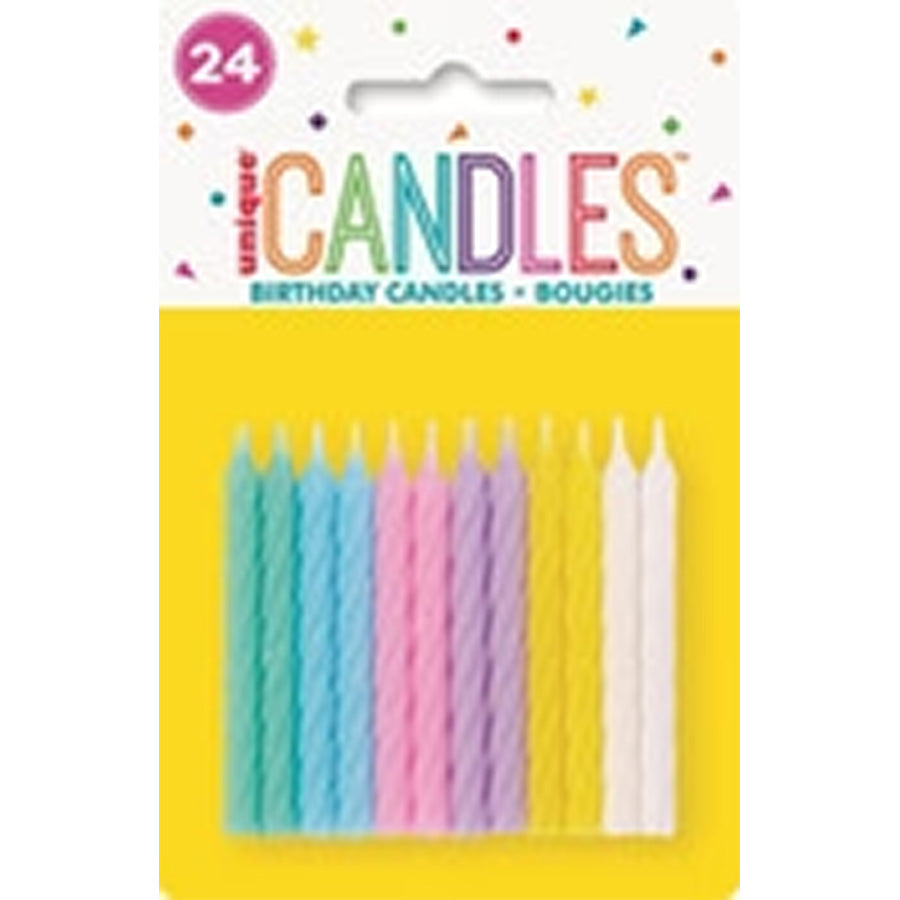 24 SPIRAL CANDLES ASSORTED