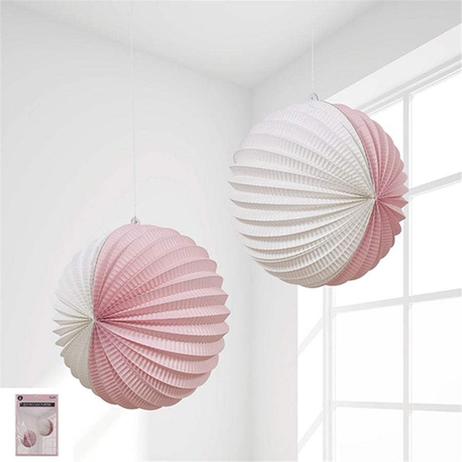 2PK 25CM PINK ACCORDION LANTERNS