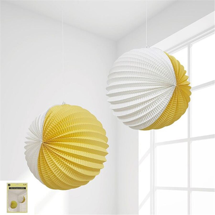 2PK 25CM YELLOW ACCORDION LANTERNS