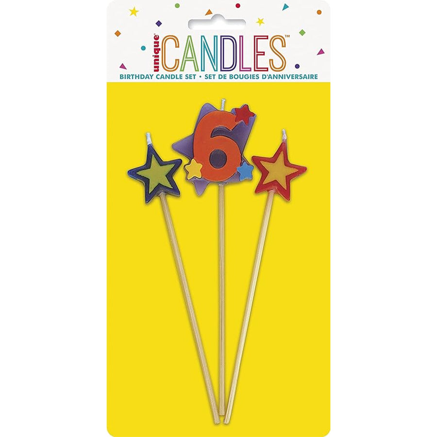 3 PCE NUMERAL CANDLE SET - 6