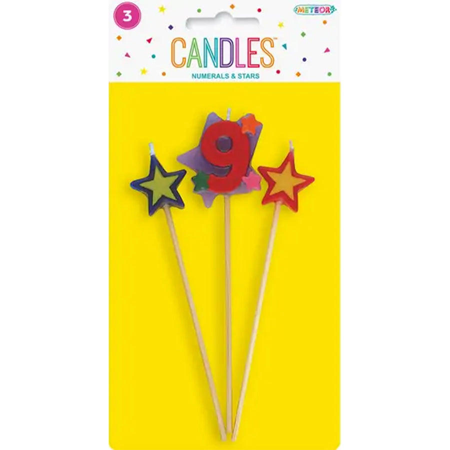 3 PCE NUMERAL CANDLE SET - 9