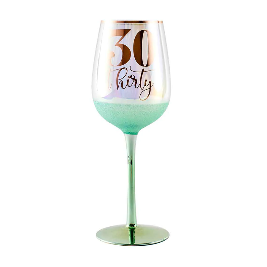 30 GLITTERATI WINE GLASS GREEN 430ML