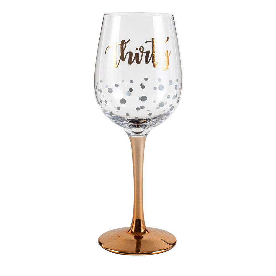 30 ROSE GOLD STEM WINE GLASS GOLD 430ML