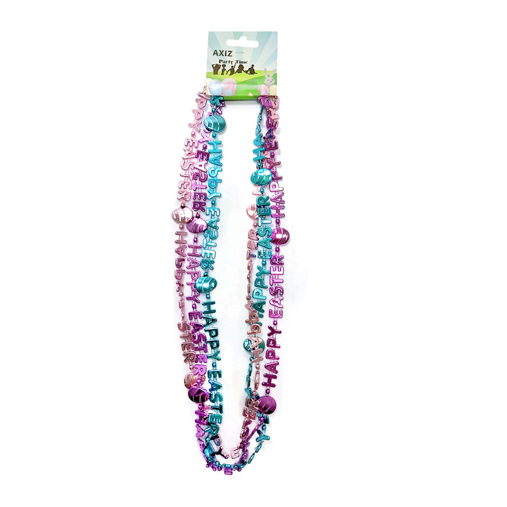 PK/3 BLUE/ PINK/PURPLE HAPPY EASTER NECKLACE ON HANG TAG