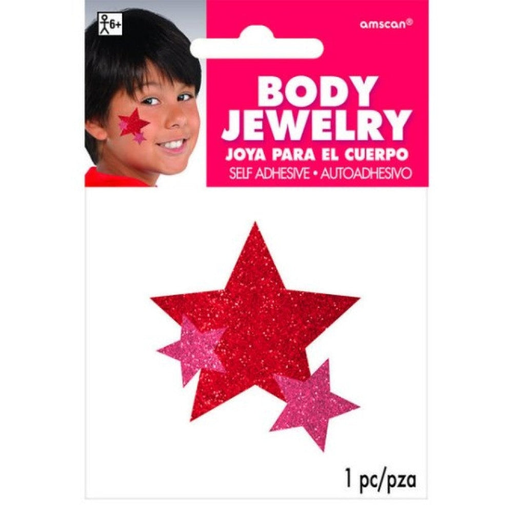 GLITTER STAR BODY JEWELRY TEAM SPIRIT - RED