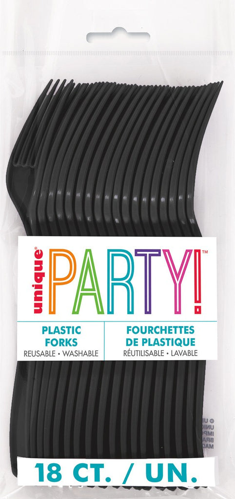 Midnight Black 18 Reusable Forks