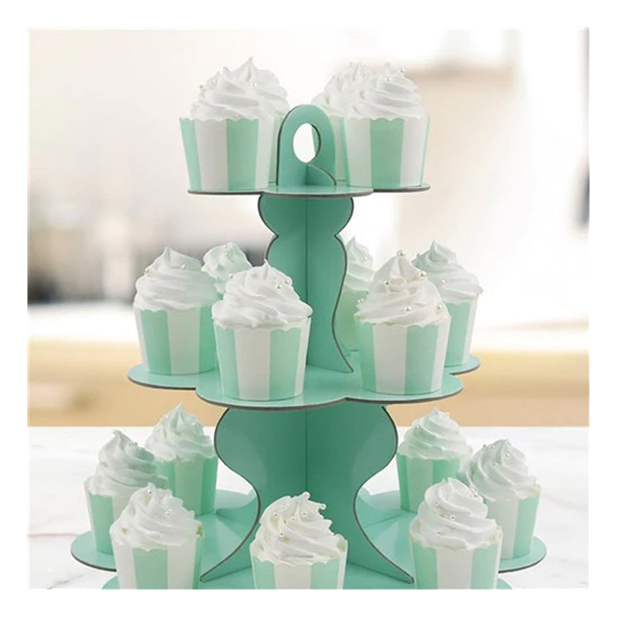 3 TIER MINT PAPER CAKE STAND