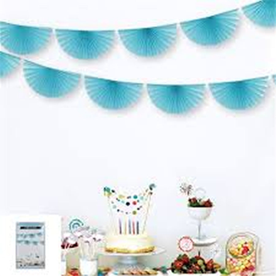 3M MINT PAPER FAN GARLAND-7 FANS EACH 40CM