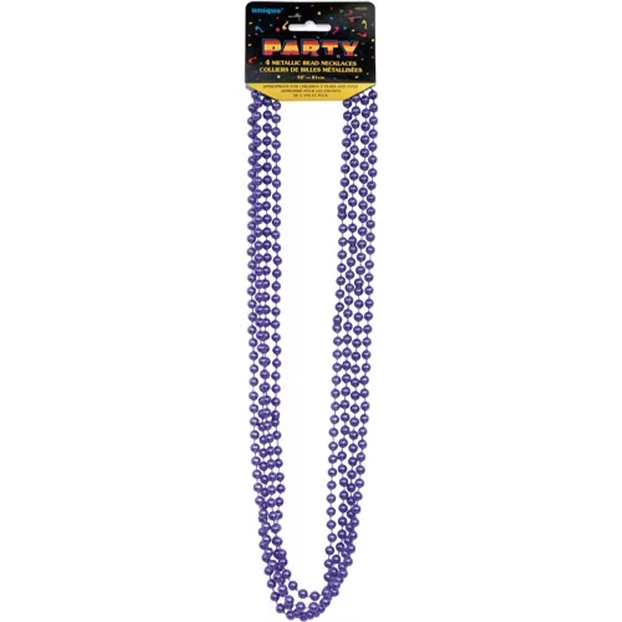 4 PURPLE METALLIC NECKLACE 32"