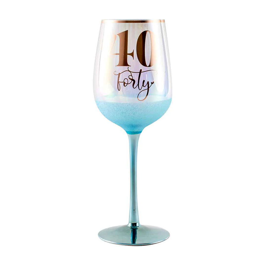 40 GLITTERATI WINE GLASS BLUE 430ML