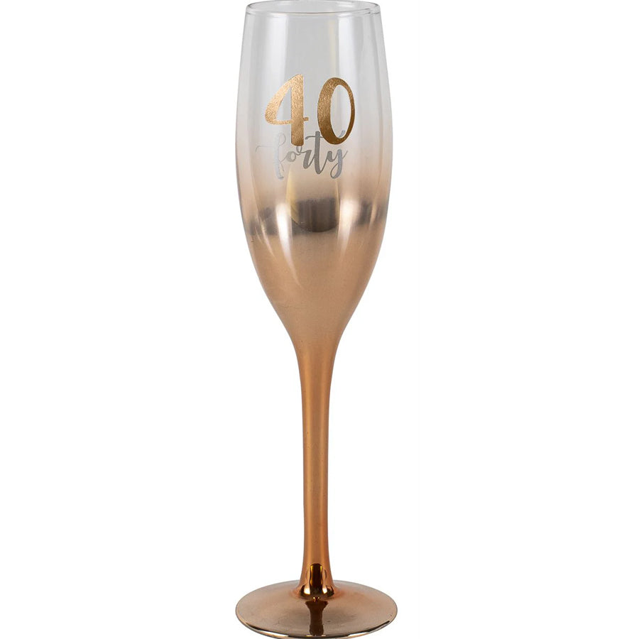 40th Champagne Glass Rose Gold