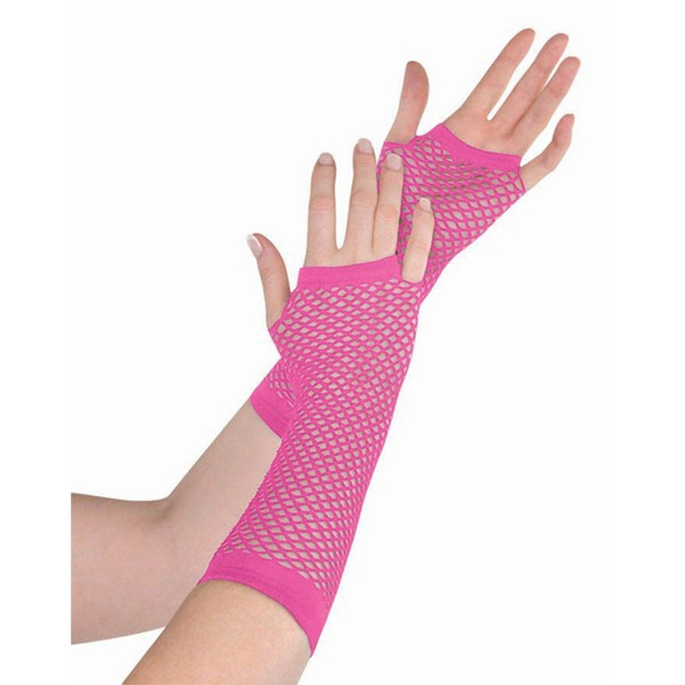 Fishnet Glove (Long) (Hot Pink)