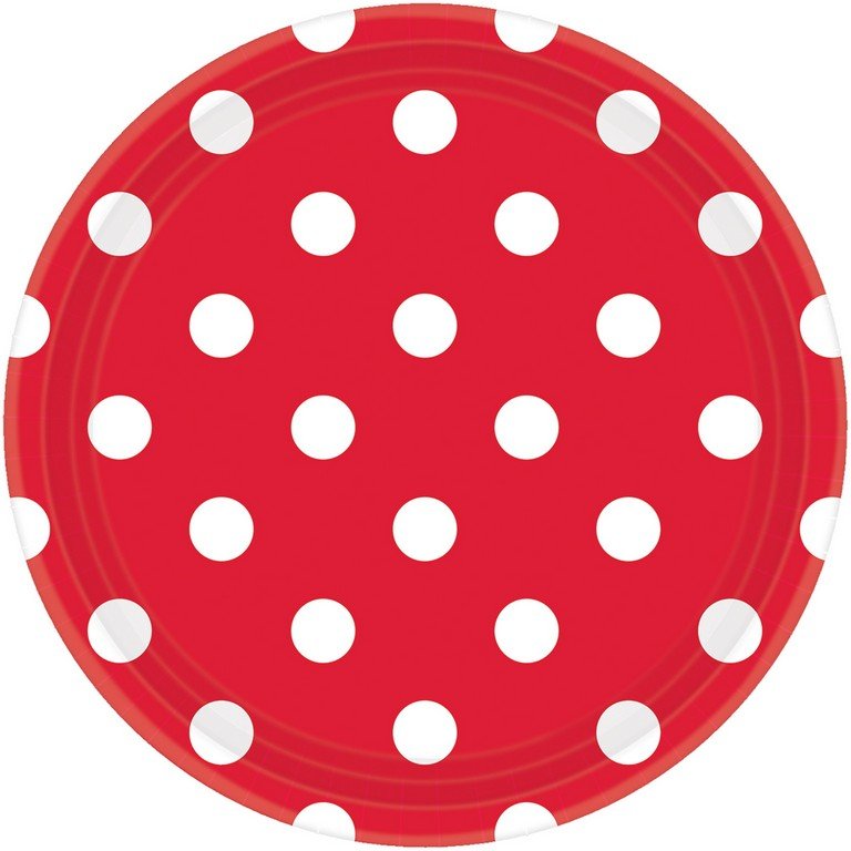 Dots 9in/23cm Rnd Plates Apple Red