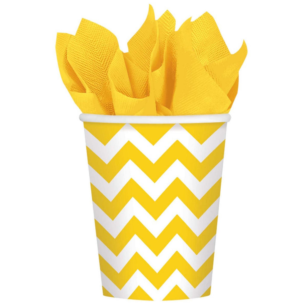 Chevron 266ml Cups Yellow Sunshine PK8