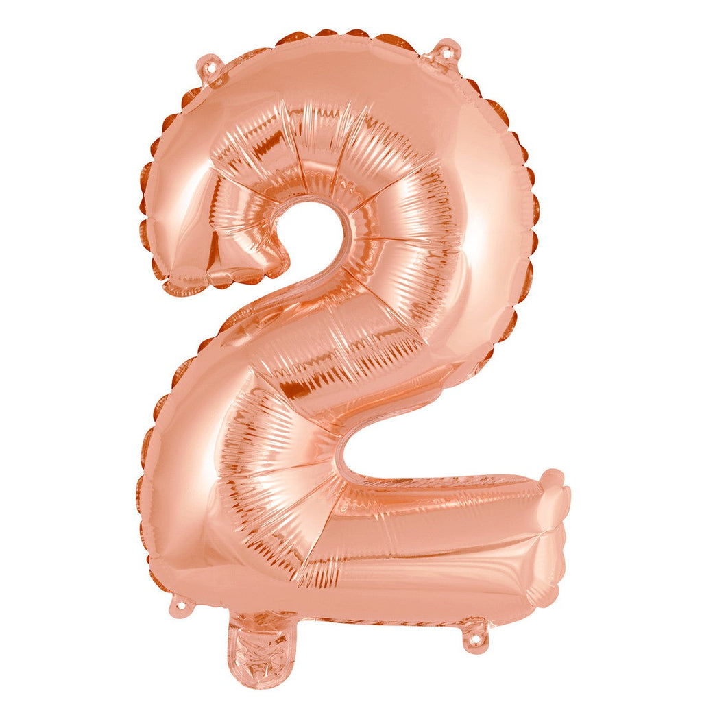 Rose Gold "2" Numeral Foil Balloon 35cm (14")