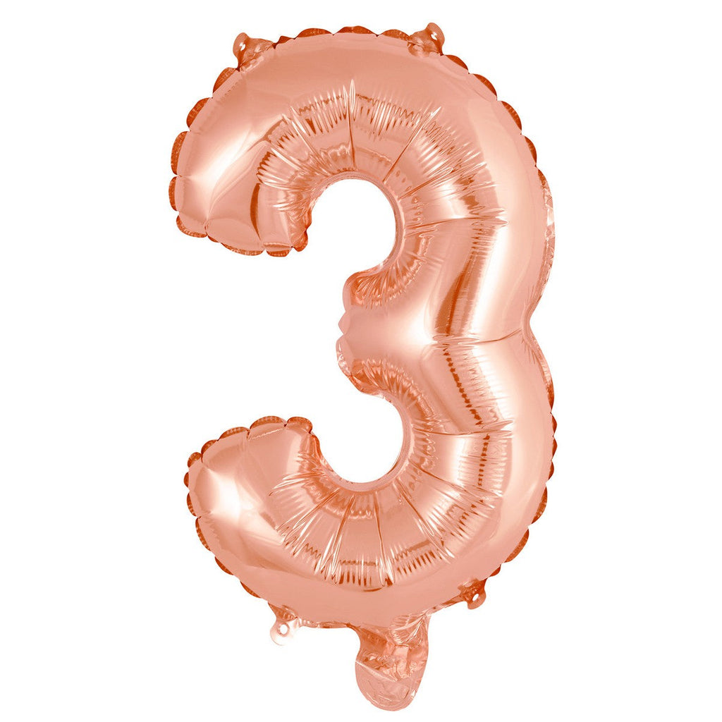 Rose Gold "3" Numeral Foil Balloon 35cm (14")