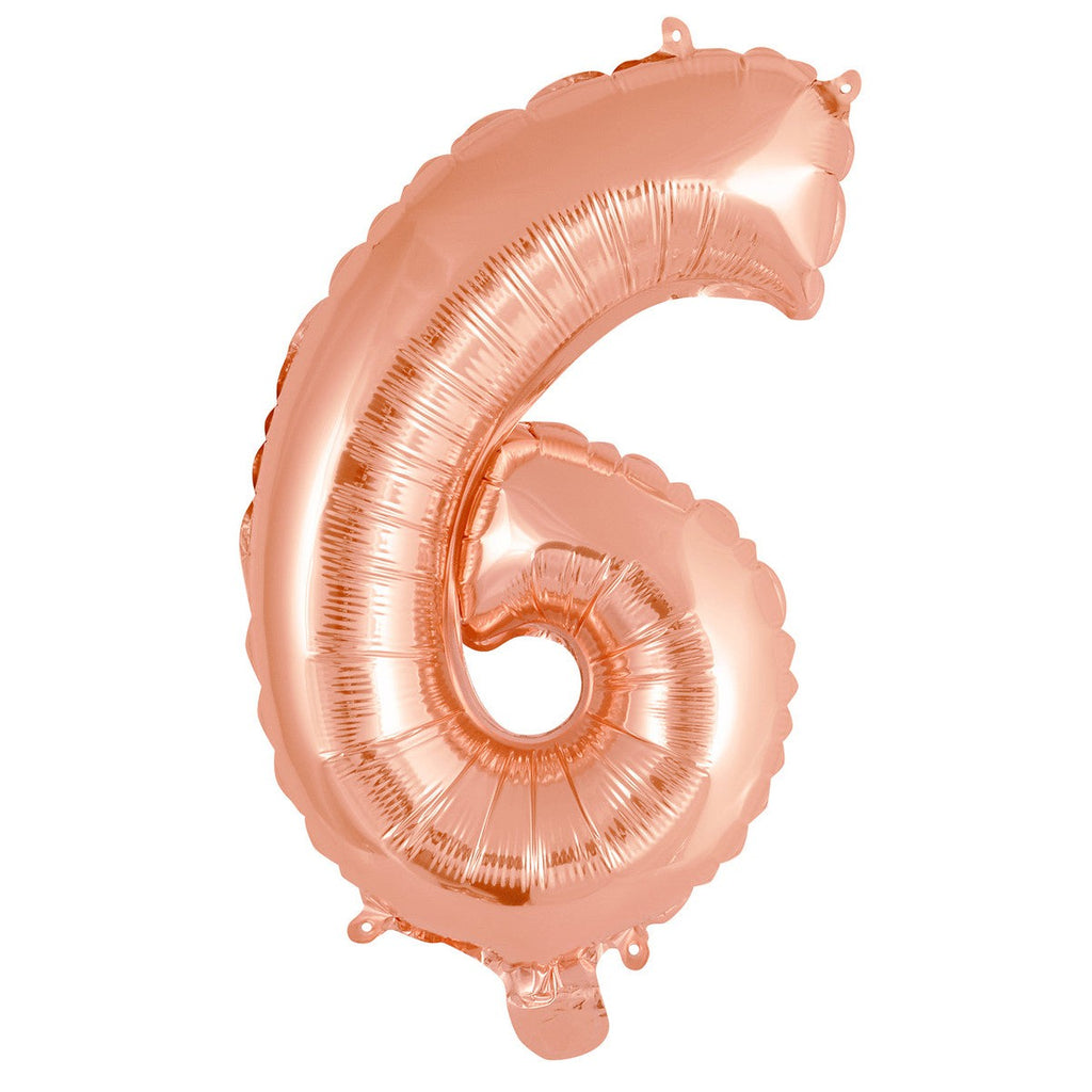 Rose Gold "6" Numeral Foil Balloon 35cm (14")