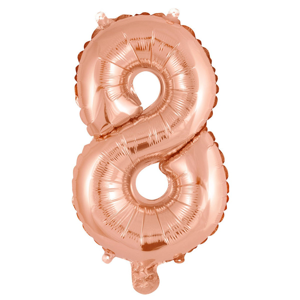 Rose Gold "8" Numeral Foil Balloon 35cm (14")