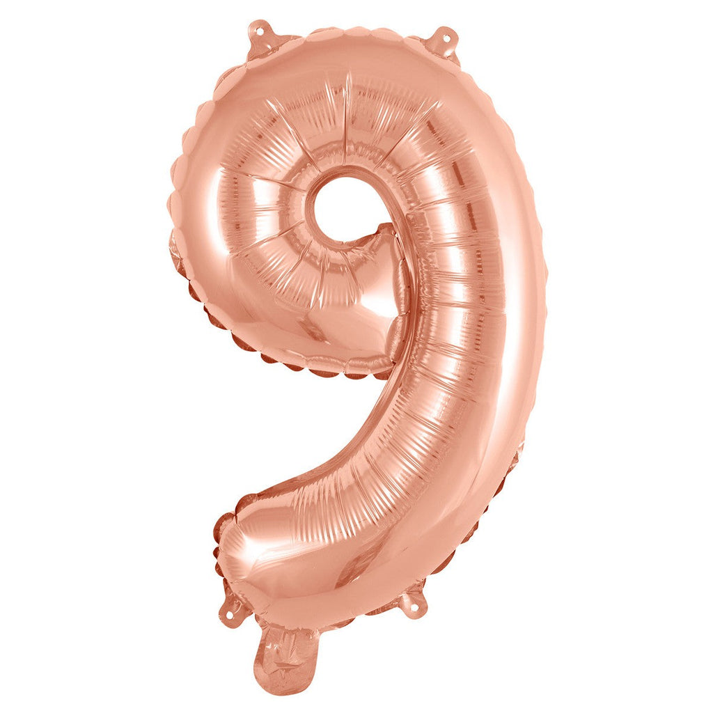 Rose Gold "9" Numeral Foil Balloon 35cm (14")