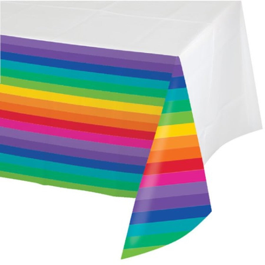 RAINBOW TABLECOVER PLASTIC BORDER PRINT PLASTIC 137CM X 259CM