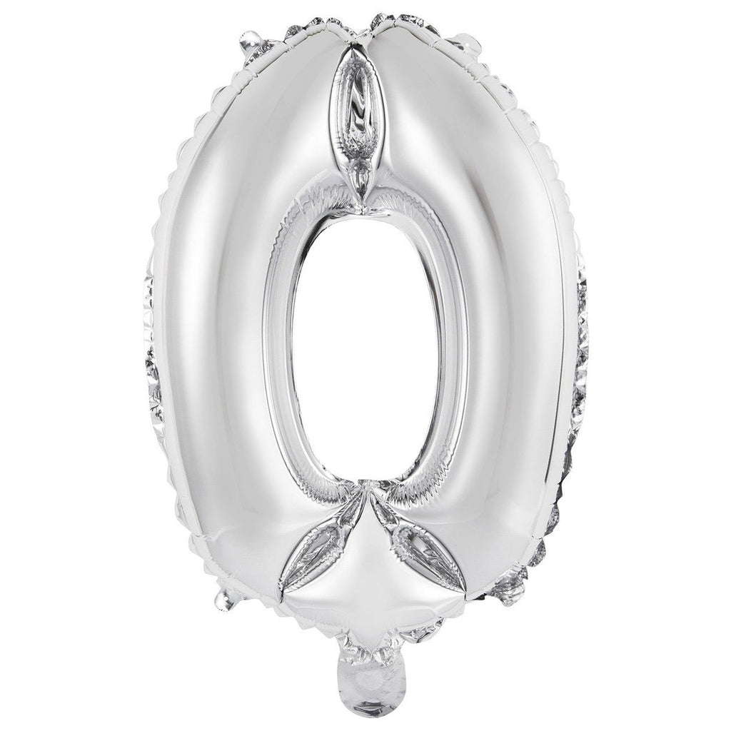 Silver "0" Numeral Foil Balloon 35cm (14")