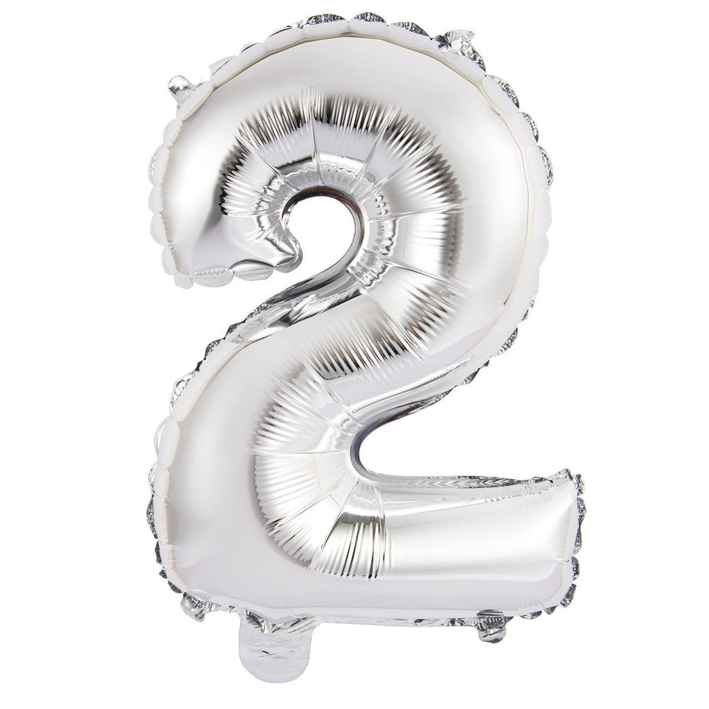 Silver "2" Numeral Foil Balloon 35cm (14")