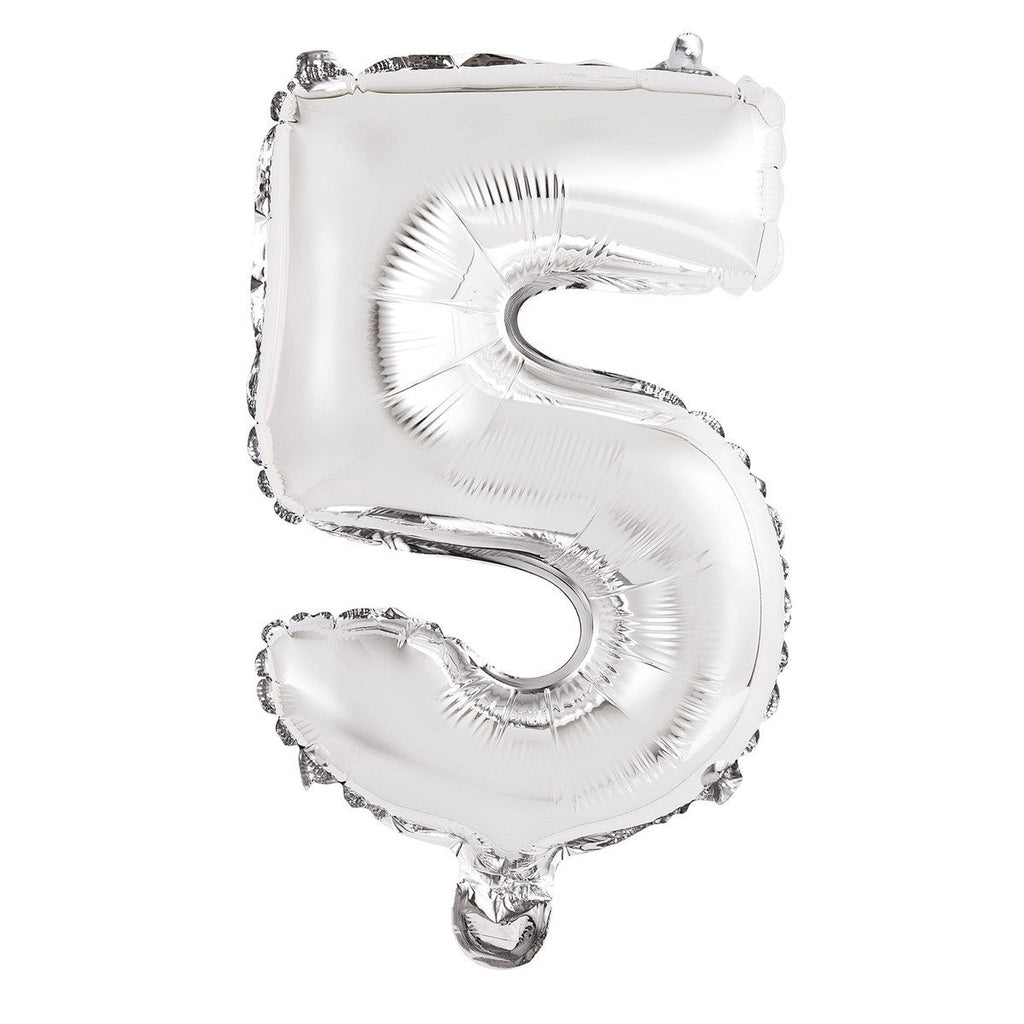 Silver "5" Numeral Foil Balloon 35cm (14")