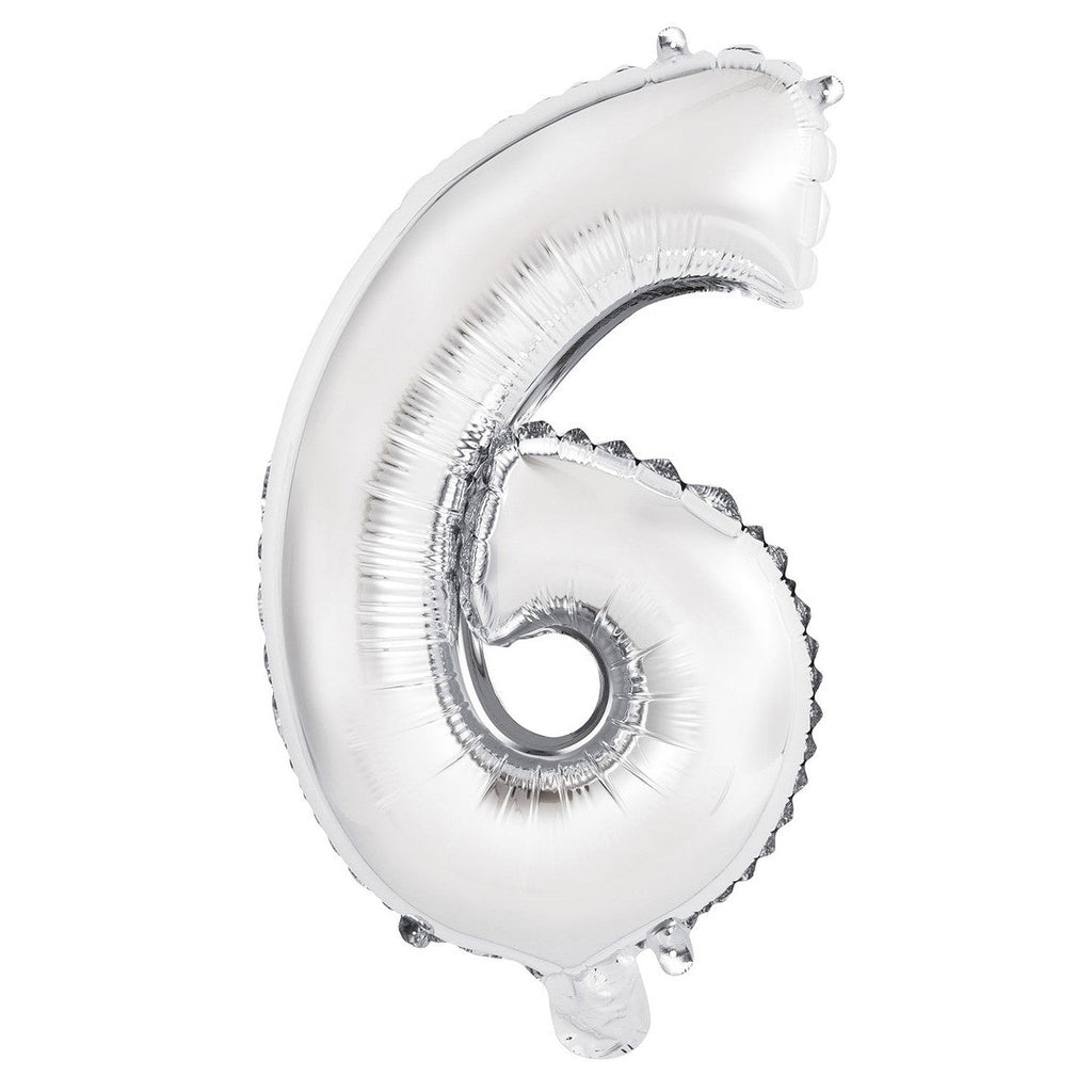 Silver "6" Numeral Foil Balloon 35cm (14")