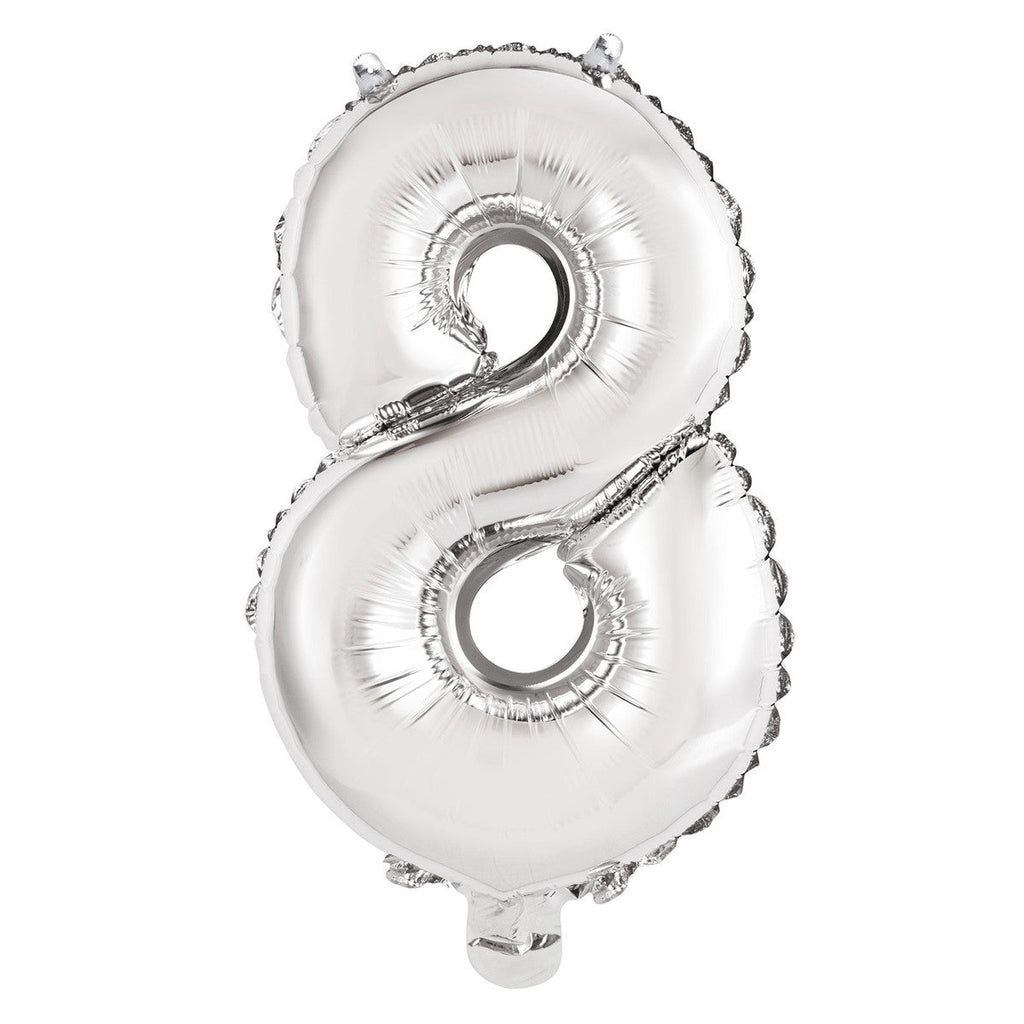 Silver "8" Numeral Foil Balloon 35cm (14")